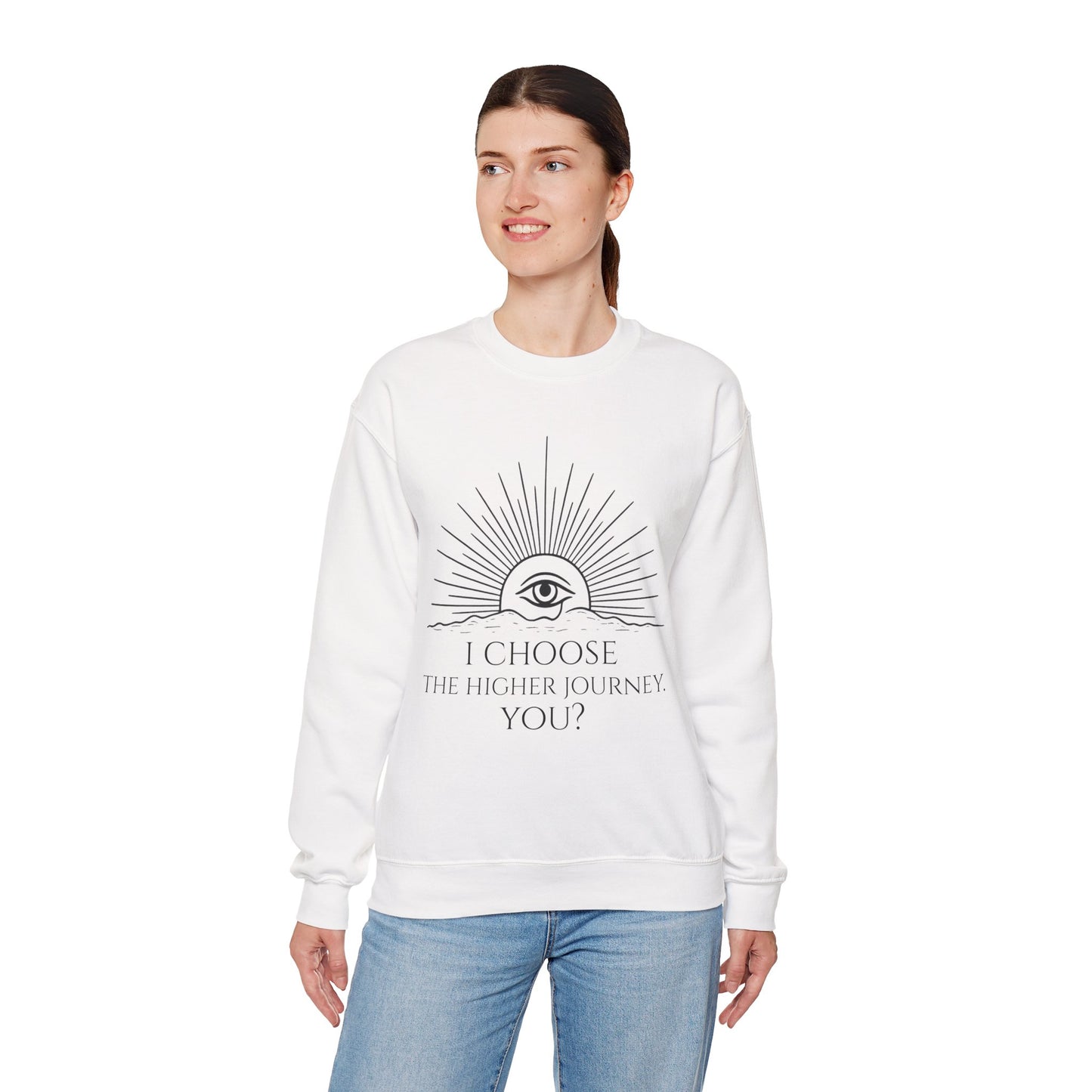 Higher Journey Unisex Crewneck Sweatshirt | I Choose the Higher Journey | Cozy Gift for Self-Discovery, Yoga, Thoughtful Outfit