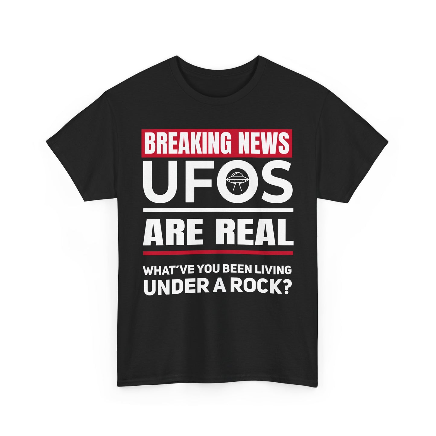 Breaking News: UFOs Are Real – Unisex Heavy Cotton Tee (Black)