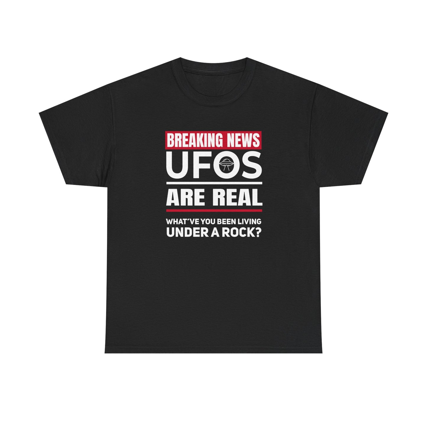 Breaking News: UFOs Are Real – Unisex Heavy Cotton Tee (Black)