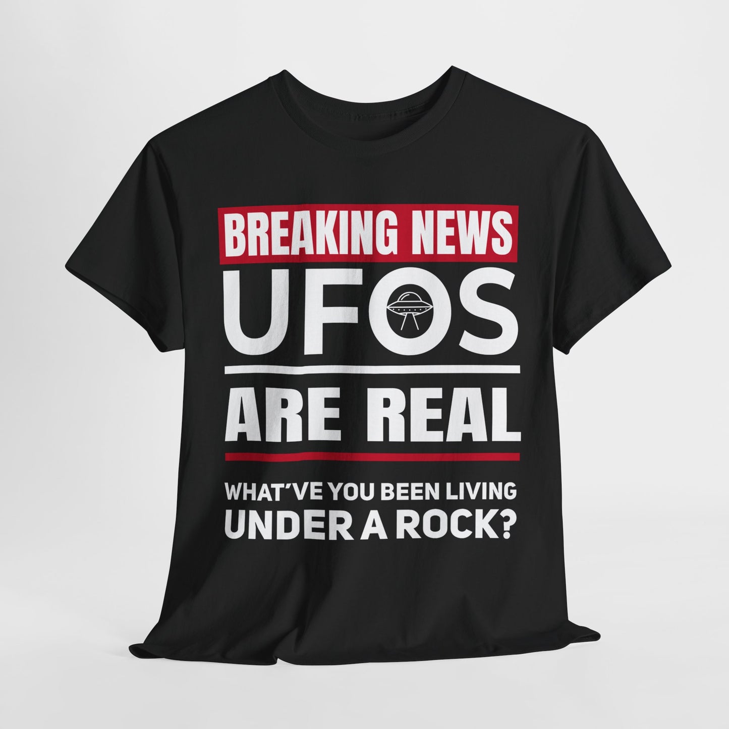 Breaking News: UFOs Are Real – Unisex Heavy Cotton Tee (Black)